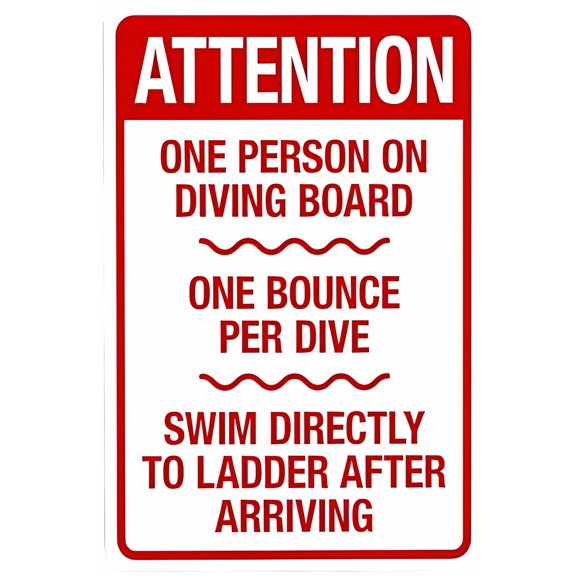 One Person On Diving Board Pool - 8"x12" Pool Rules Security Metal Sign, Home Business Street Wall Caution Decor