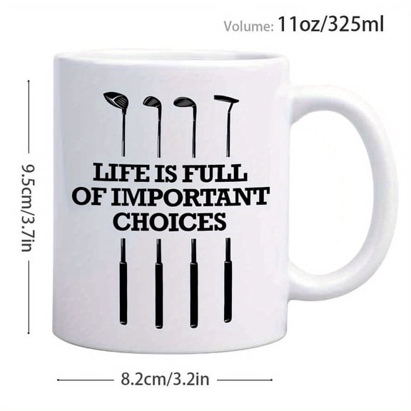 One Piece of an 11-Ounce Ceramic Coffee Mug Featuring a Minimalist Artistic Design, Showcasing an Abstract Line Drawing of a Stick Figure Along with Text Elements. This Coffee Cup Is Perfect for Dail