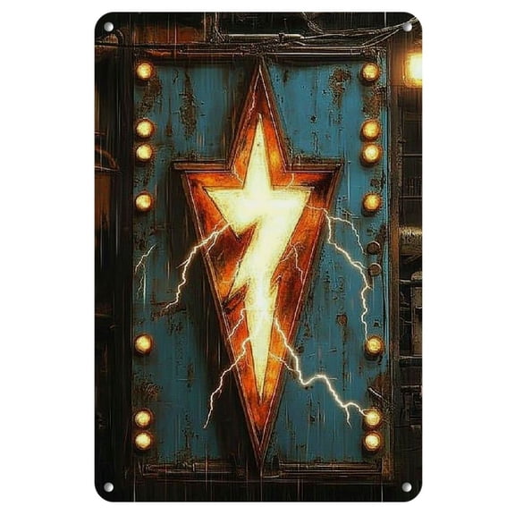 One Piece of 2D Lightning Metal Wall Art, a Vintage Iron Sign Suitable for Home, Kitchen, Garden, Bedroom, Bar, And Aesthetic Art Decoration, Measuring 8X12 Inches.
