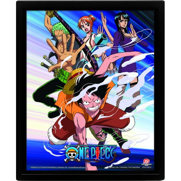 One Piece 3D Lenticular Poster in Box Frame (Straw Hat Pirates Assault Design) 25cm (Paperback)