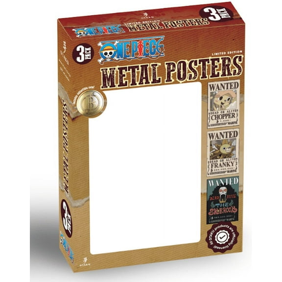 One Piece 3pk Metal Wanted Posters V2 + Coin