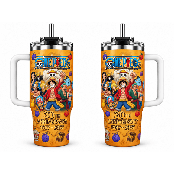 One Piece 40oz Tumbler With Handle, 30th Anniversary Crew Stainless Steel Insulated Travel Cup