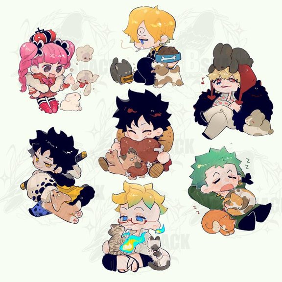 One Piece Acrylic Keychain & keychain with pets chibi style (Perona, Senji, Corazon, Law, Marco), RANDOM 1 PACK