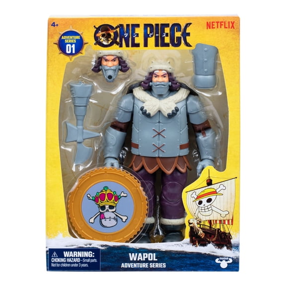 One Piece Wapol, 6.5 Action Figure with 4 Accessories. Includes Swappable Cannon Head, Detachable Arm Cannon, Cape, and Berry Coin Display Base, Ages 4+