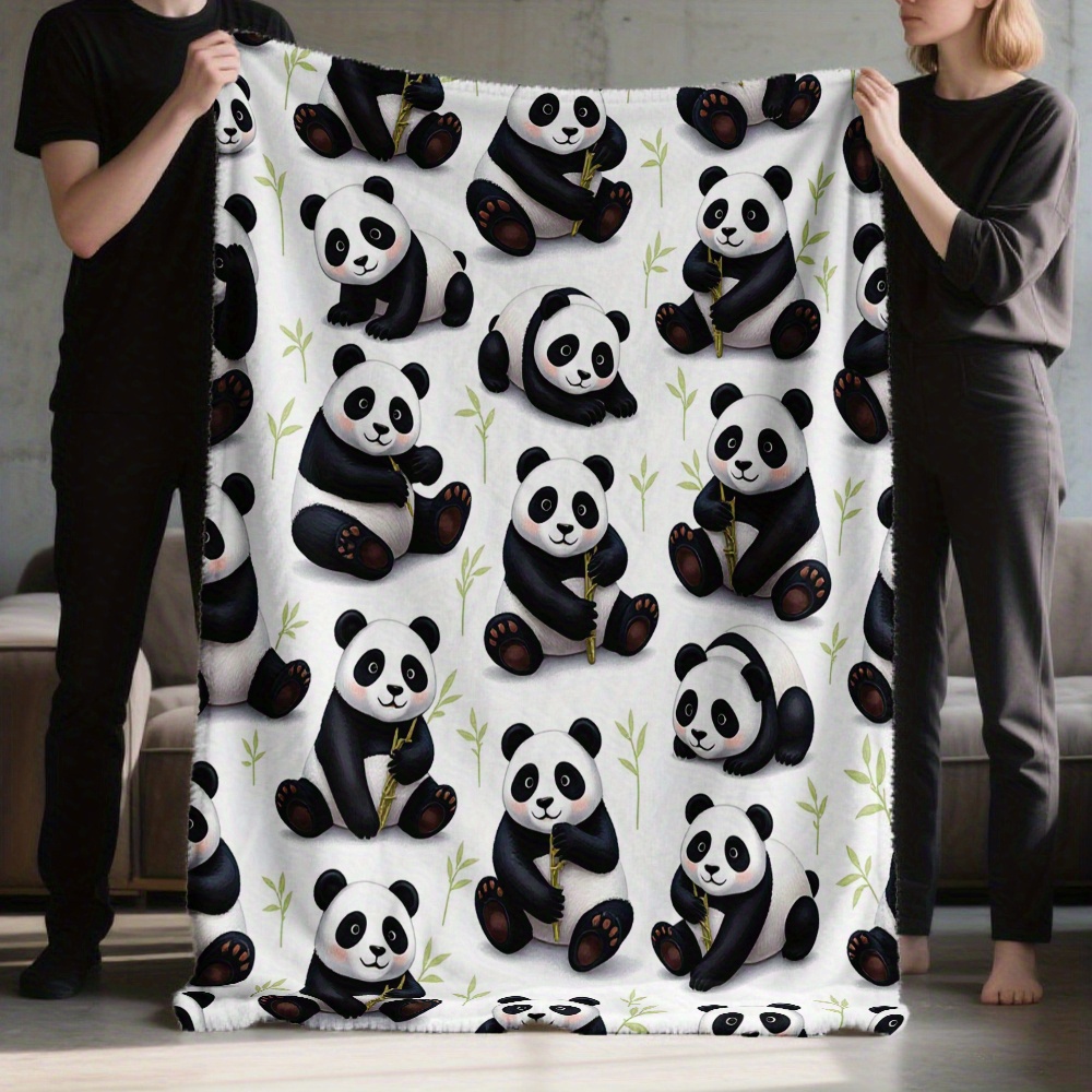 One Piece of Adorable Panda-Themed Plush Throw, Comfortable And Warm ...
