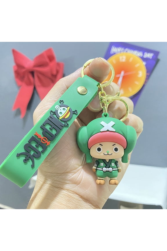 One Piece Anime Keychain,Cute Figure Keychains,PVC Cartoon Character Keyrings with Wrist Strap,Gifts for Fans