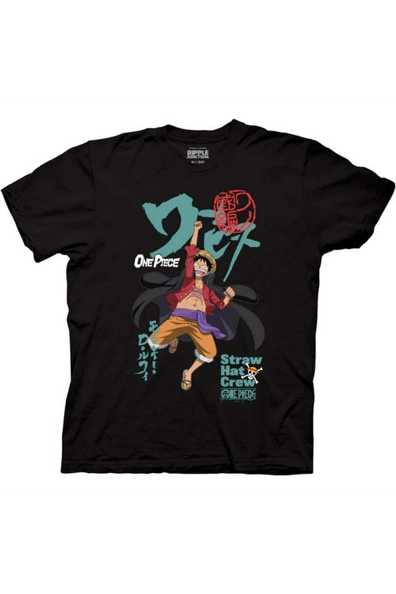One Piece - Anime Luffy Straw Hat Crew Black T-Shirt