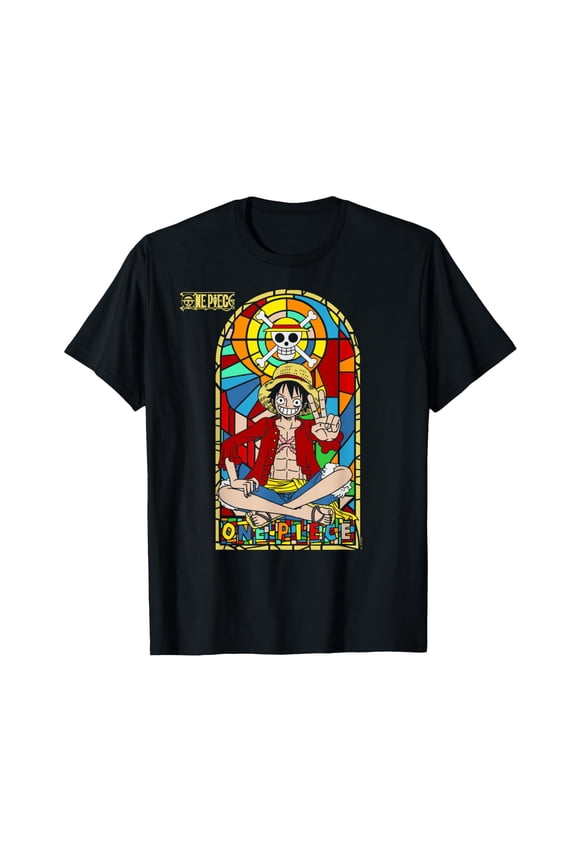 One Piece Anime Monkey D. Luffy Stained Glass Window T-Shirt