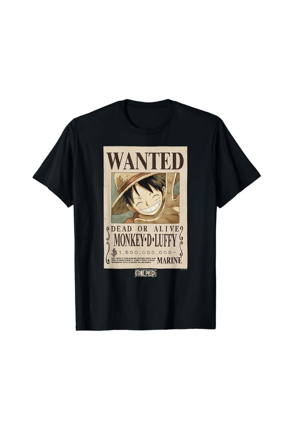 One Piece Anime Monkey D. Luffy Wanted Poster T-Shirt