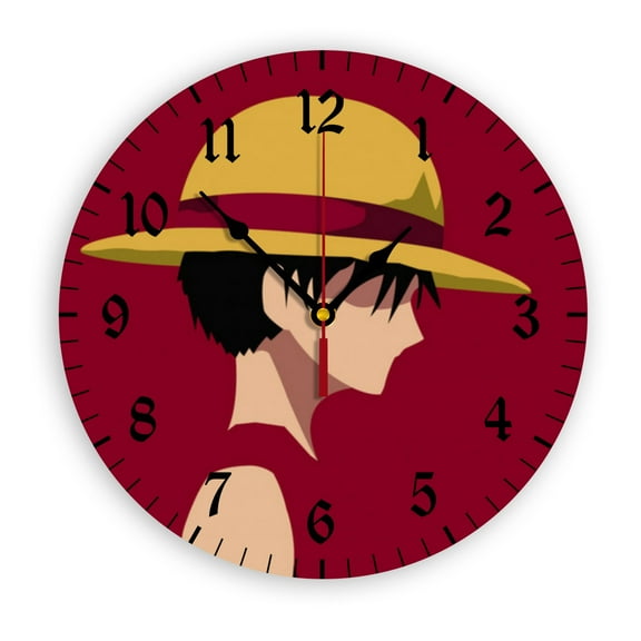 One Piece Anime Wall Clock with Clear Glass Dial Silent and Non-Ticking, Suitable for Bedroom, Office, School, Home and Living Room as a Gift Or Decoration, Large Size 12 Inches