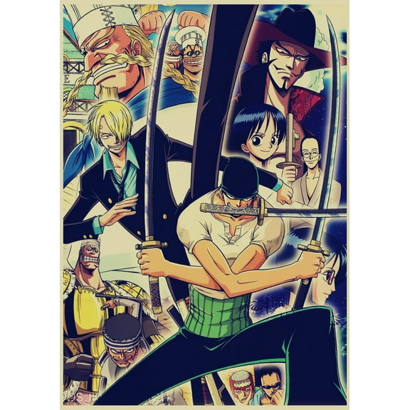 One Piece Anime Wall Decor Print Poster Cool Wall Decor Art Print posters for room aesthetic -Poster Frameless Gift 11.8 X 16.5 In(30cm x 42cm), Kraft Paper Retro Poster