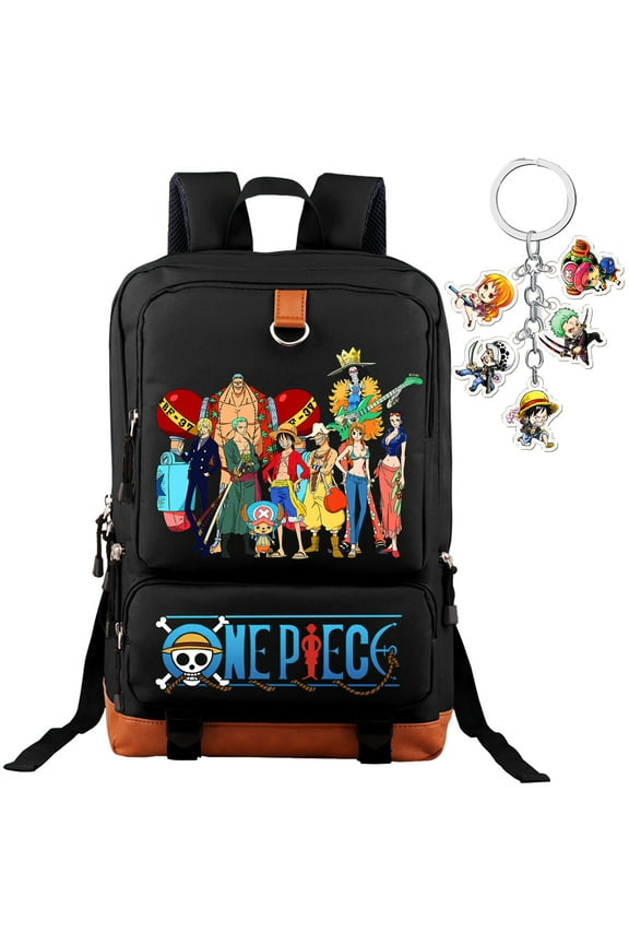 One Piece Backpack Anime Peripheral Cartoon Schoolbag Black Computer Bag Comic Exhibition 16 inch One Piece Backpack