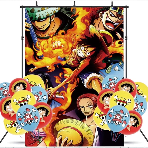 One Piece Banner Backdrop Background Birthday Balloons Party Supplies Taspestry Poster Wall Decor