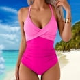 thumbnail image 1 of One Piece Bathing Suit, One Piece Swimsuit Women, Womens Bathing Suits, Women'S One Piece Swimsuits Tummy Control Front Cross Bathing Suits Tie Back Slimming V Neck Swimwear, Hot Pink L, 1 of 6