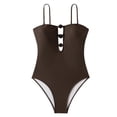 thumbnail image 1 of One Piece Bathing Suit Womens Cutout Spaghetti Strap Swimsuits High Cut Summer Beach Swimwear (XL, Multicolor), 1 of 7