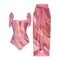 thumbnail image 1 of One Piece Bathing Suit for Women with Beach Cover Up Wrap Skirt Swimsuits Summer Sarong Floral Print Bikini Set (X-Large, Pink), 1 of 4
