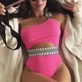 thumbnail image 1 of One Piece Bikini Sets for Women Shoulder Stripe High Waisted Swimwear Sexy Color Comfortable Swimsuit, 1 of 6