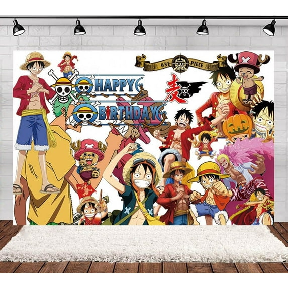 One Piece Birthday Anime Theme Backdrops Banner Birthday Party Decor Supplies,5.9x3.6ft party decorations for girls and kids