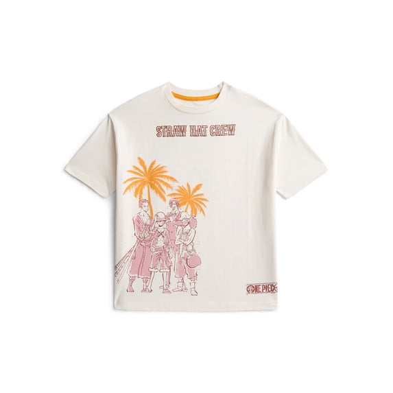 One Piece Boys' Cotton Graphic Oversized Tee with Short Sleeves, Sizes XS-2XL