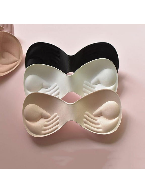 One Piece Bra Pads Inserts - Push Up Bra Cup Chest Pads (Black)