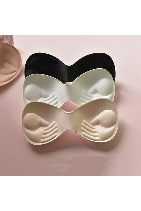 One Piece Bra Pads Inserts - Push Up Bra Cup Chest Pads (Black)