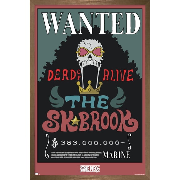 One Piece - Brook Wanted Poster Wall Poster, 14.725" x 22.375" Framed