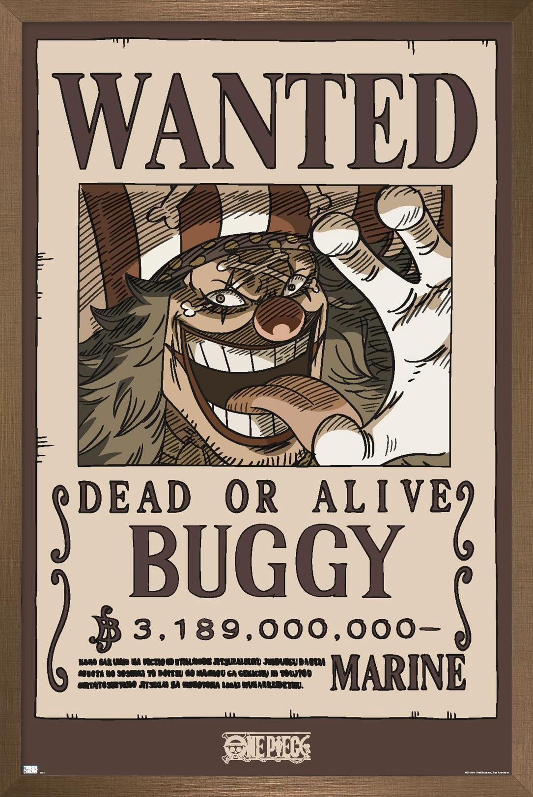 One Piece - Buggy Wanted Poster Wall Poster, 22.375