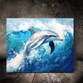 thumbnail image 1 of One Piece Of Canvas Wall Art Featuring A Wooden Frame Measuring , Showcasing A Retro Abstract Canvas Painting Of An Atlantic Spotted Dolphin In White., 1 of 6