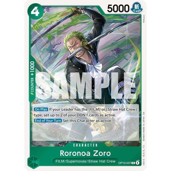 One Piece Carrying On His Will Rare Roronoa Zoro OP13-037
