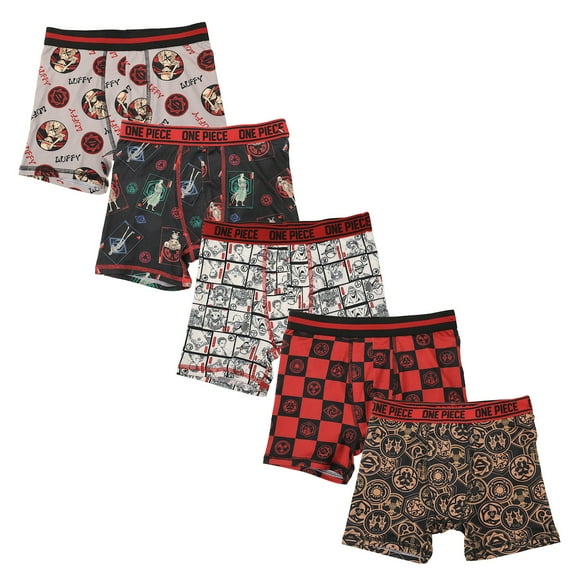 One Piece Characters & Icons All-Over Print Boy's 5-Pack Boxer Briefs-10