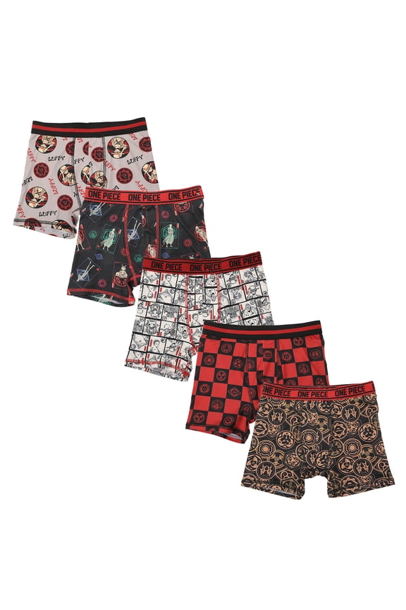 One Piece Characters & Icons All-Over Print Boy's 5-Pack Boxer Briefs-6