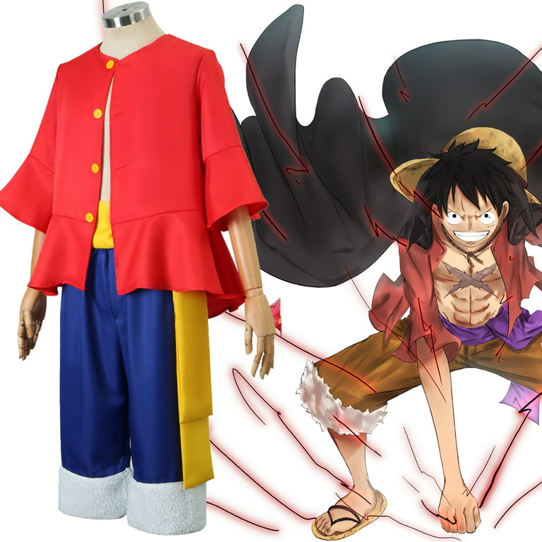 2-13 Years Kids Anime One Piece Monkey D Luffy Cosplay Costume