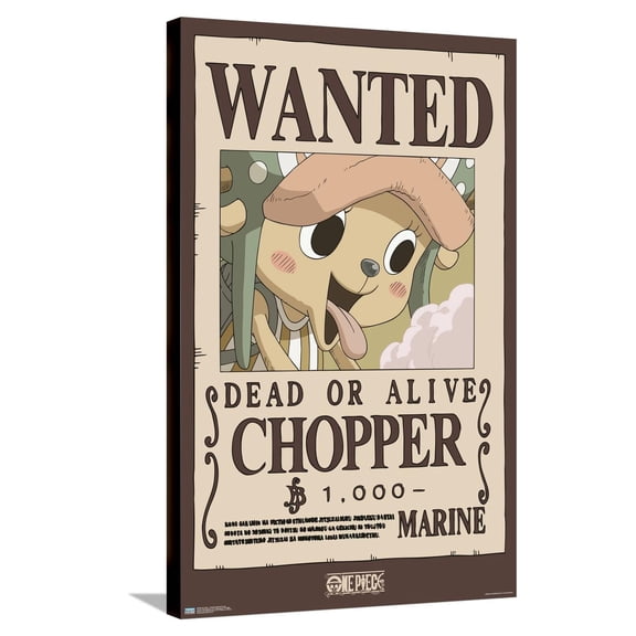 One Piece - Chopper Wanted Poster Canvas Wall Poster, 22.375" x 34"