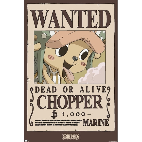 One Piece - Chopper Wanted Poster Wall Poster, 14.725" x 22.375"