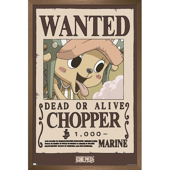 One Piece - Chopper Wanted Poster Wall Poster, 22.375" x 34" Framed