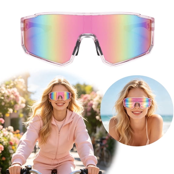 One Piece Cycling Sunglasses Sports Sunglasses for Men Women UV400 Photochromic Polarized Safety Glasses,F