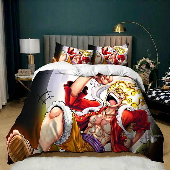 One Piece Duvet Cover Set Anime Nika Soft Comfortable Bedding Set All Season 3 Pieces Bedding Comforter Sets Bedroom Decor