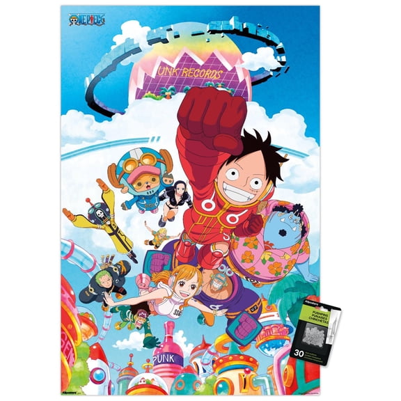 One Piece: Egghead Arc - Future Island Group Wall Poster with Push Pins, 22.375" x 34"
