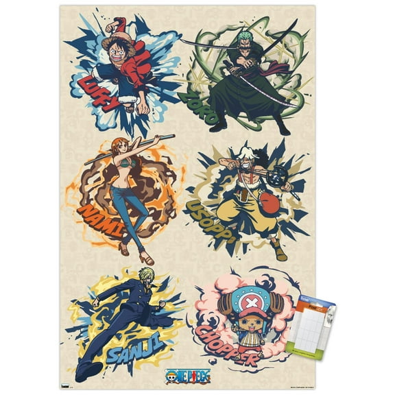 One Piece: Fishman Island - Badges Grid Wall Poster, 22.375" x 34"