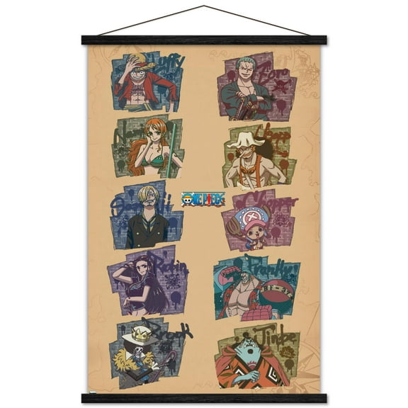 One Piece: Fishman Island - Brick Wall Grid Wall Poster with Magnetic Frame, 22.375" x 34"