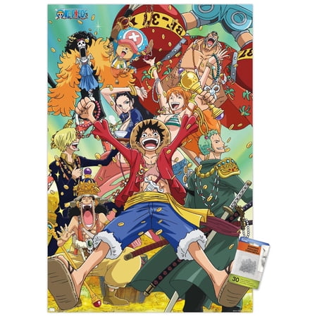 One Piece: Fishman Island - Crew Treasure Wall Poster with Push Pins, 22.375" x 34"