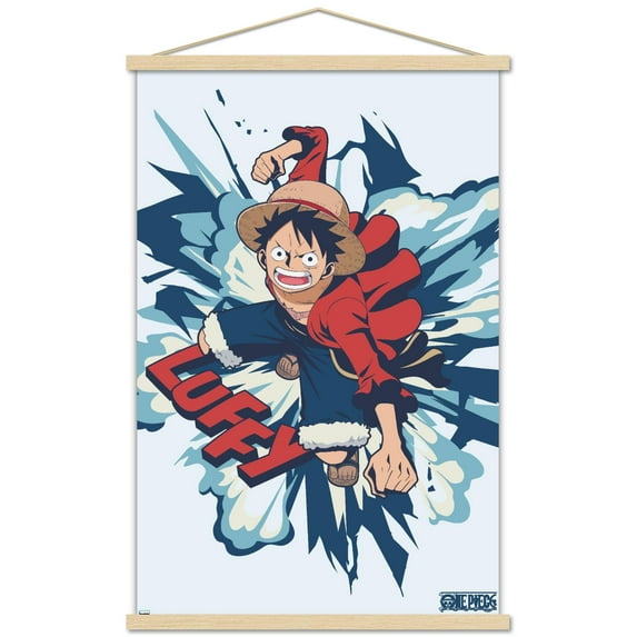 One Piece: Fishman Island - Luffy Punch Wall Poster with Magnetic Frame, 22.375" x 34"