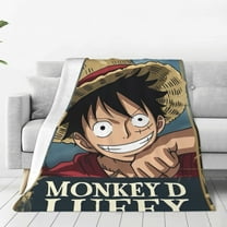 One Piece Flannel Throw Blanket Cartoon Blanket Soft Plush Blankets Room Decorative Blankets for Women Men 40x50 inch
