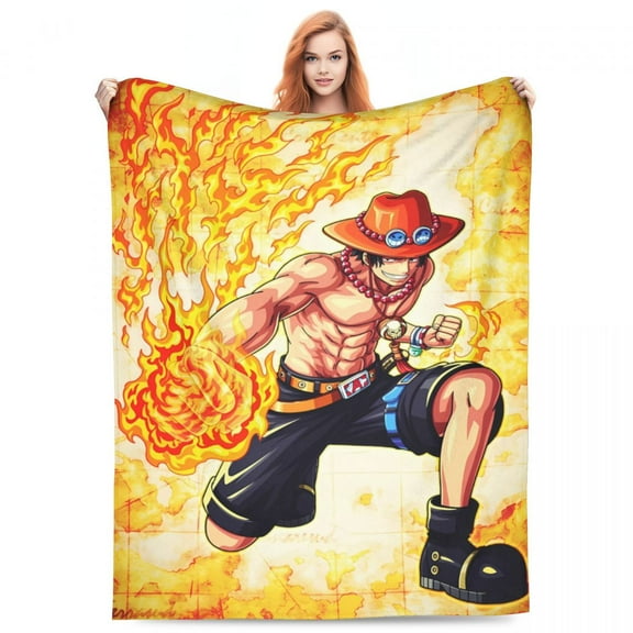 One Piece Flannel Throw Blanket Cartoon Blanket Soft Plush Blankets Room Decorative Blankets for Women Men 40x50 inch