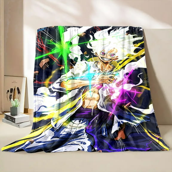 One Piece Flannel Throw Blanket Cartoon Blanket Soft Plush Blankets Room Decorative Blankets for Women Men 40x50 inch