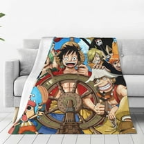 One Piece Flannel Throw Blanket Cartoon Blanket Soft Plush Blankets Room Decorative Blankets for Women Men 40x50 inch