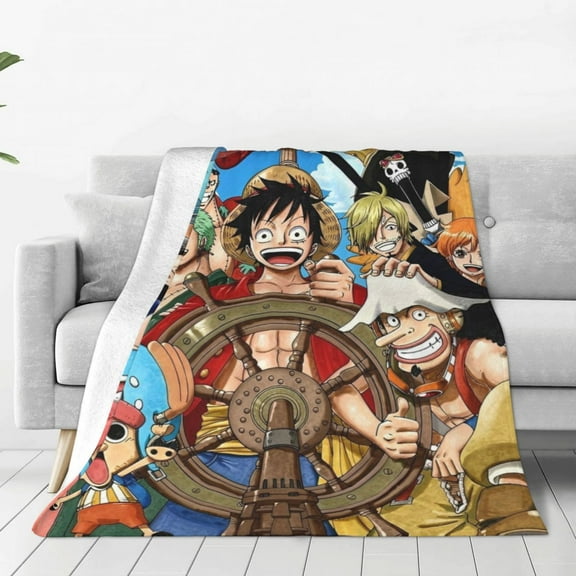 One Piece Flannel Throw Blanket Cartoon Blanket Soft Plush Blankets Room Decorative Blankets for Women Men 40x50 inch