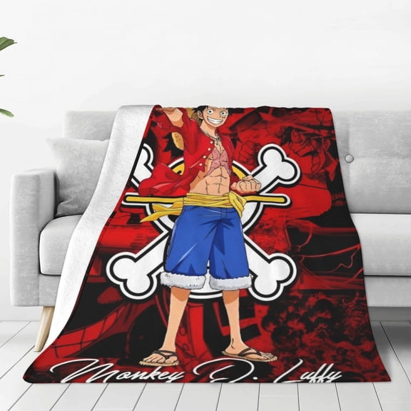 One Piece Flannel Throw Blanket Cartoon Blanket Soft Plush Blankets Room Decorative Blankets for Women Men 60x80 inch