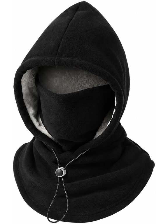 One Piece Flannel Warm Mask Hat, 3 in 1 Winter Fleece Double Layer Integrated Hat