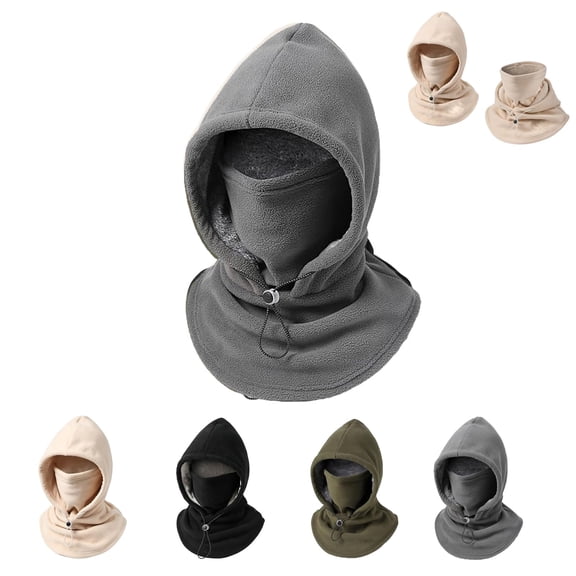 One-Piece Flannel Warm Mask Hat, 3-in-1 Winter Hat Windproof Balaclava Ski Mask Fleece Lined Full Cover Winter Warm Hood